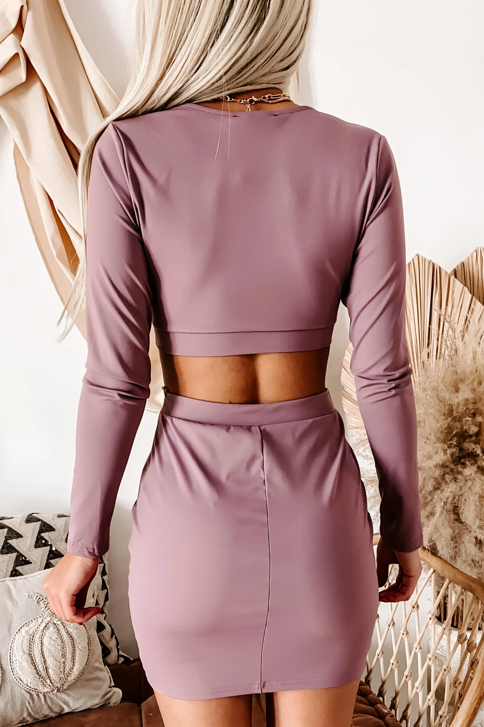 Like Me Better Cut Out Front Bodycon Dress (Dark Lavender)