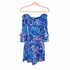 Lilly Pulitzer Royal Purple Calla Off the Shoulder Romper NWT- Size S