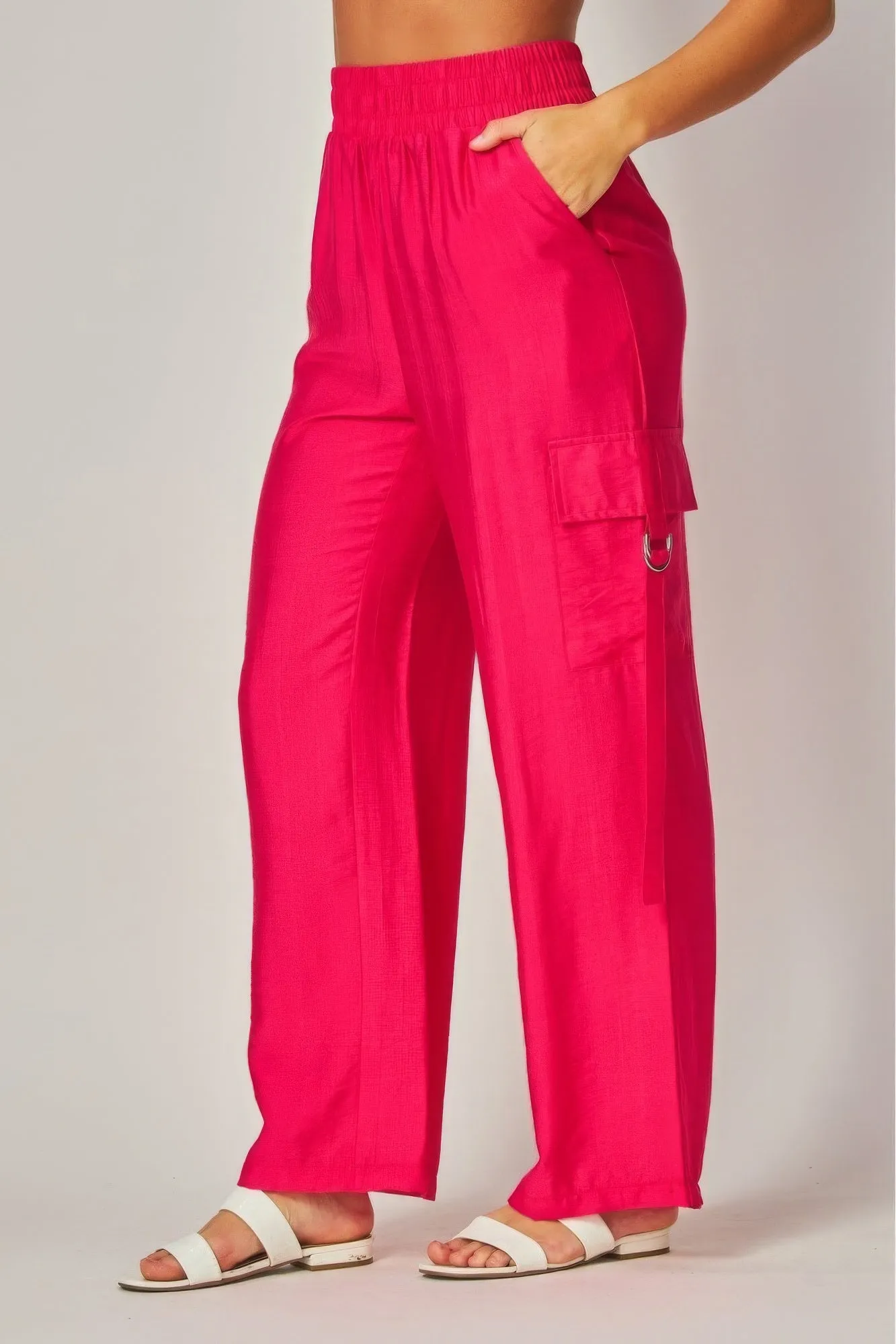 Linen Wide Leg Cargo Pants