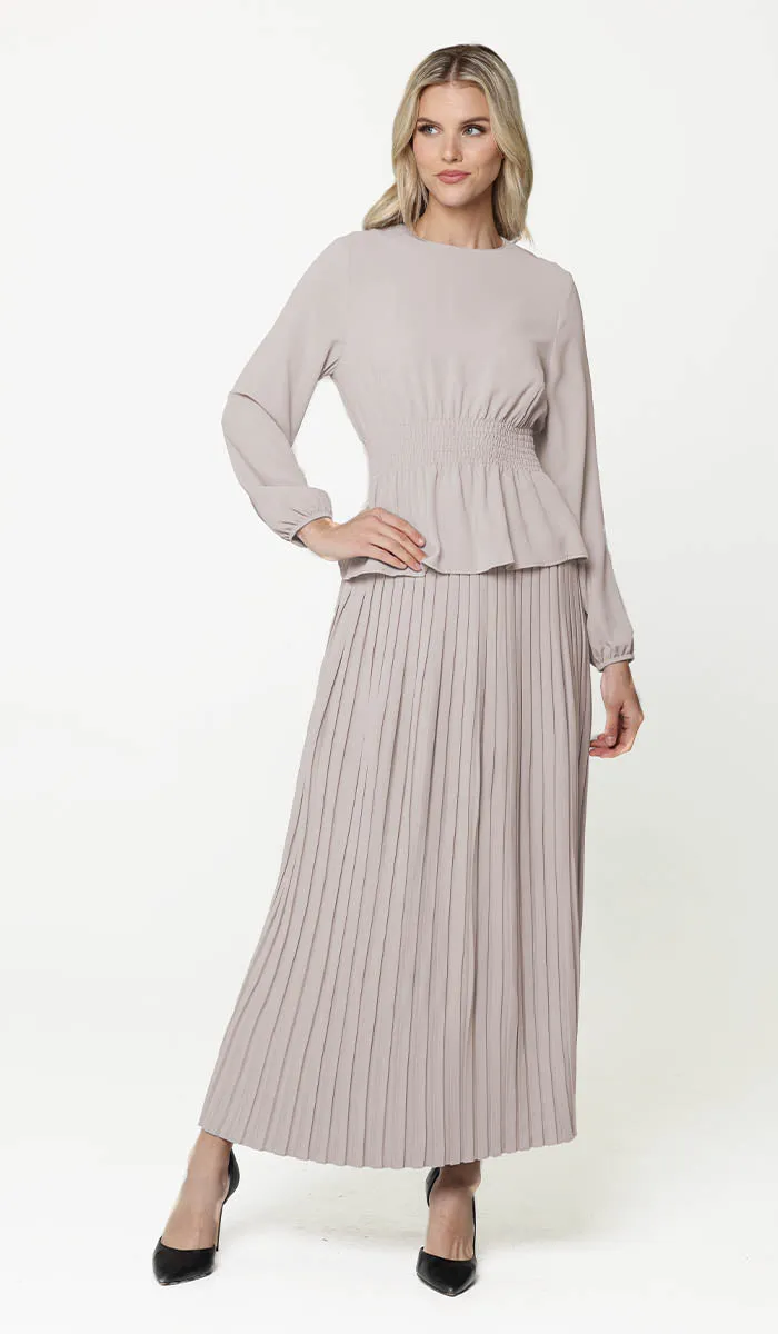 Lulu Modest Essential Peplum Blouse - Latte