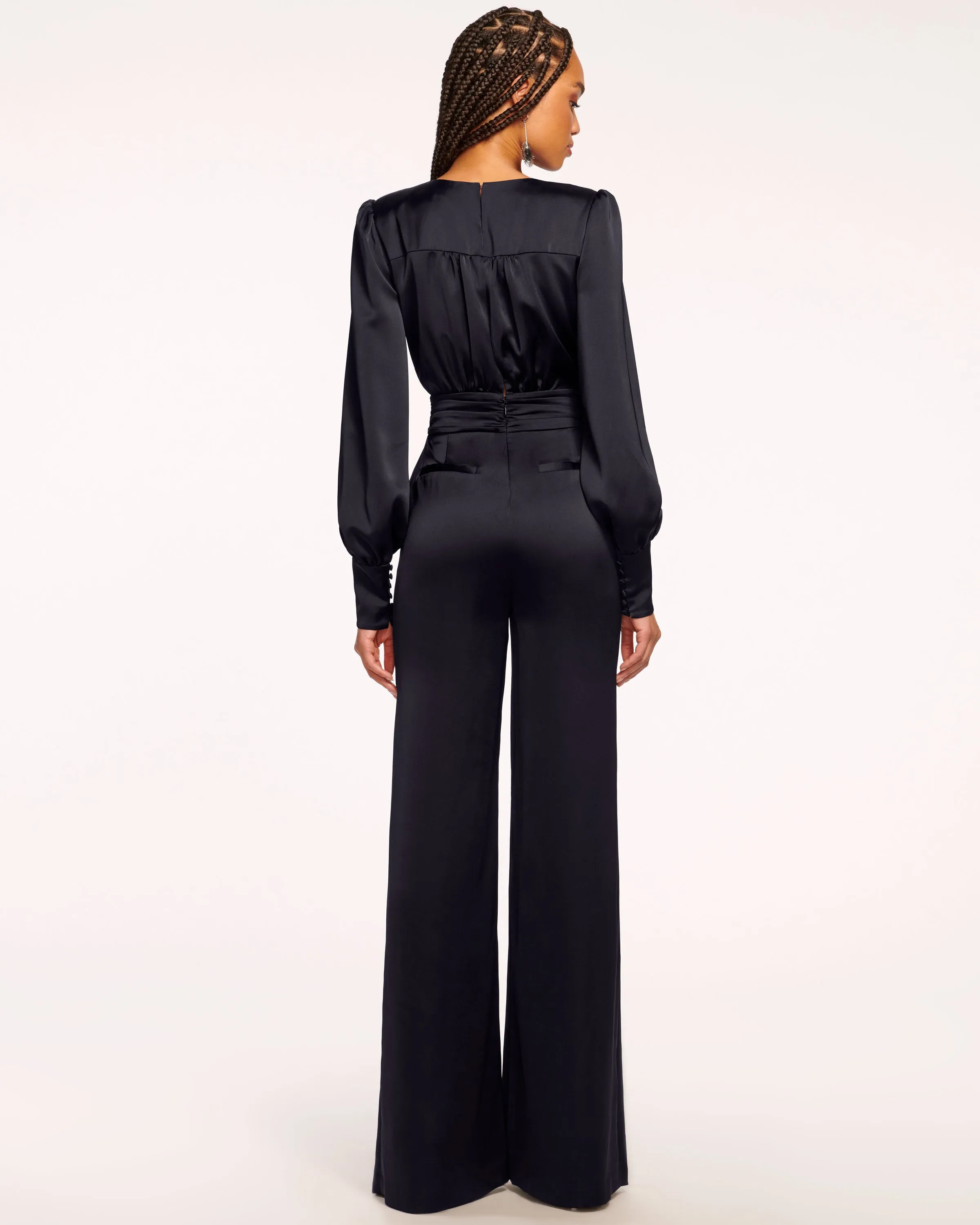 Madelane Plunging Long Sleeve Jumpsuit