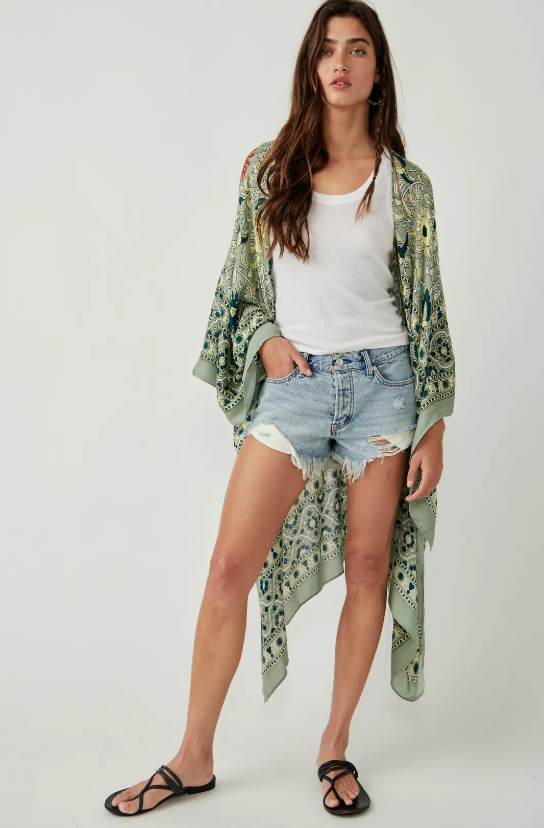 Magic Dance Border Print Kimono