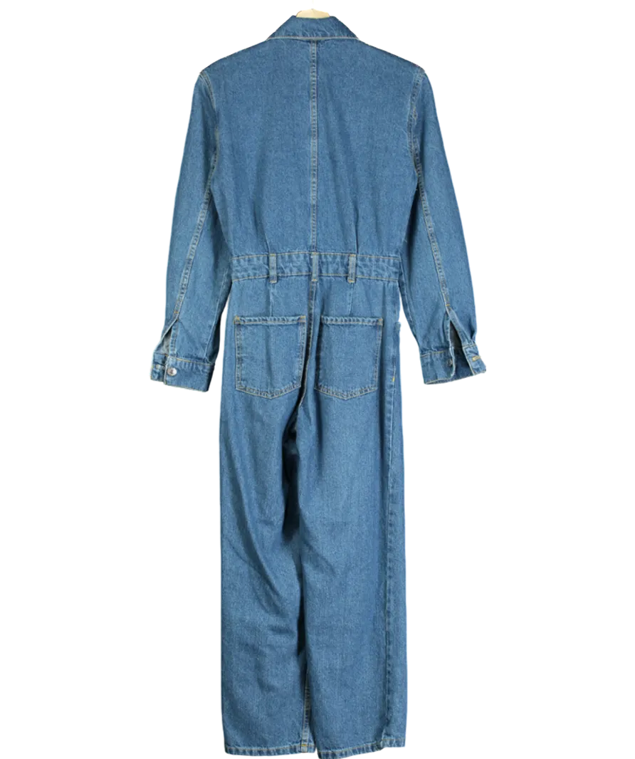 MANGO Blue Long Sleeve Denim Jumpsuit UK XS