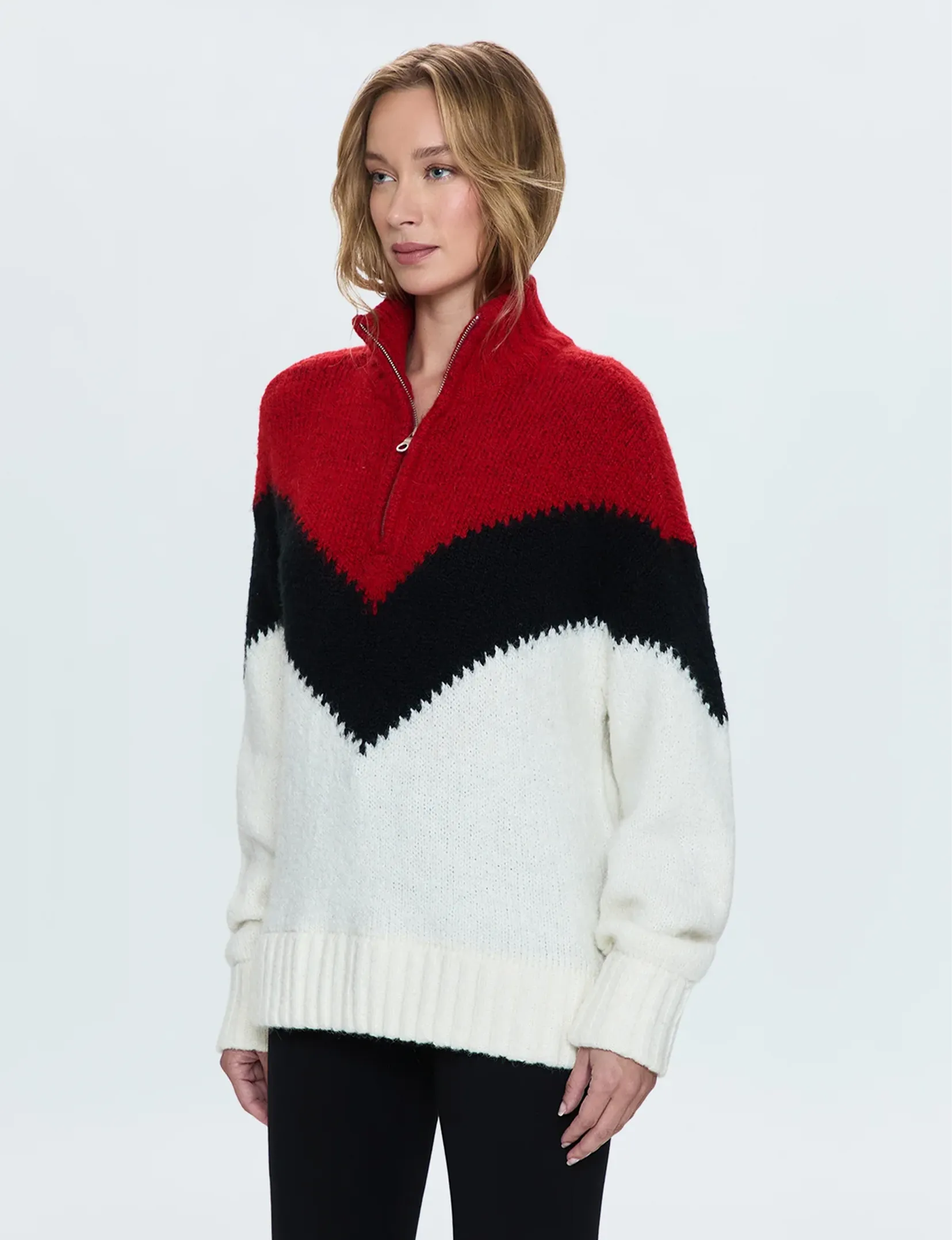 Maribel Half -Zip Sweater, Chevron