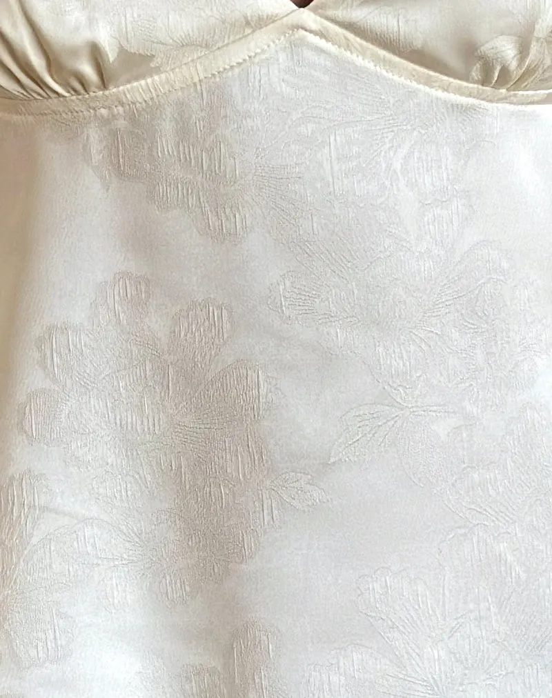 Marinda Top in Satin Jacquard Ivory