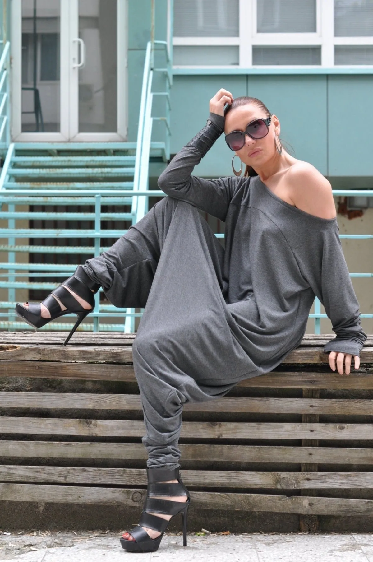 MARLA Dark Grey Harem Jumpsuit