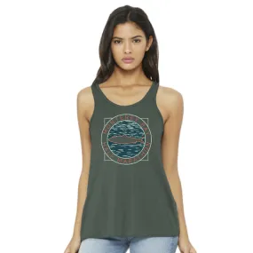 MBHM Women's Flowy Racerback Tank - Military Green - Sardine