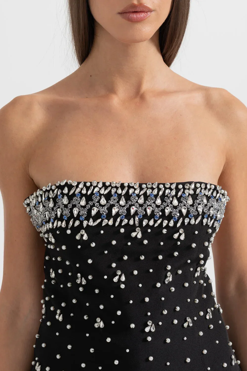 MELISSA Strapless Crystals Mini Bodycon Dress