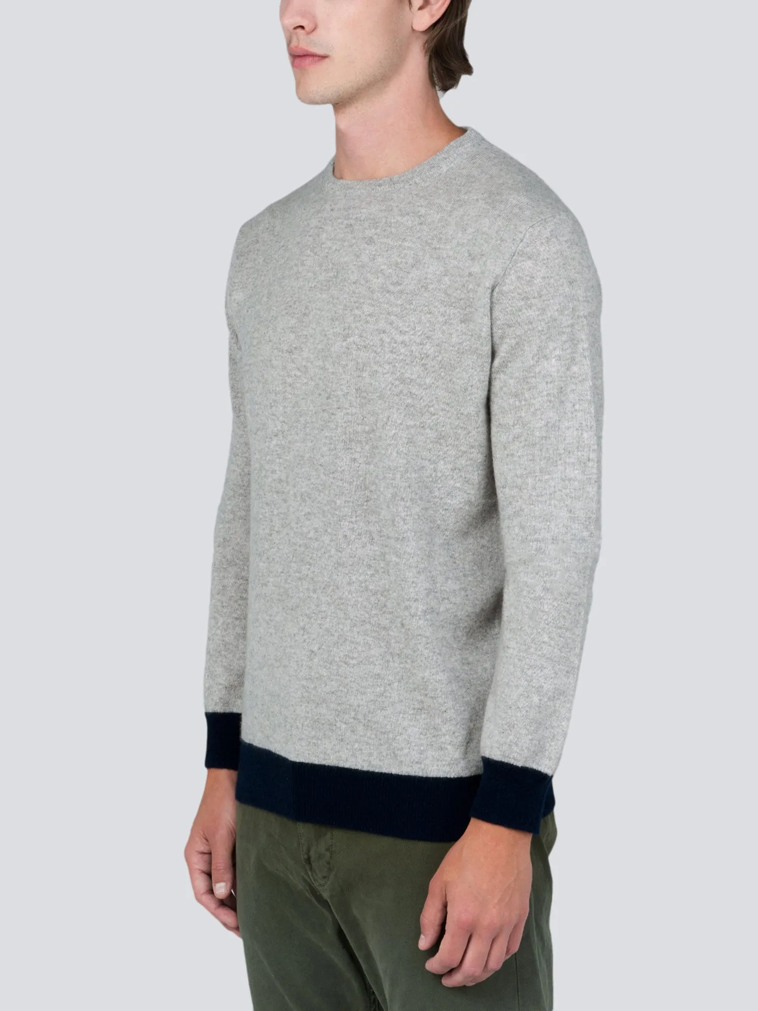 Men Crew Neck Sweater_CB_Light Grey/Navy