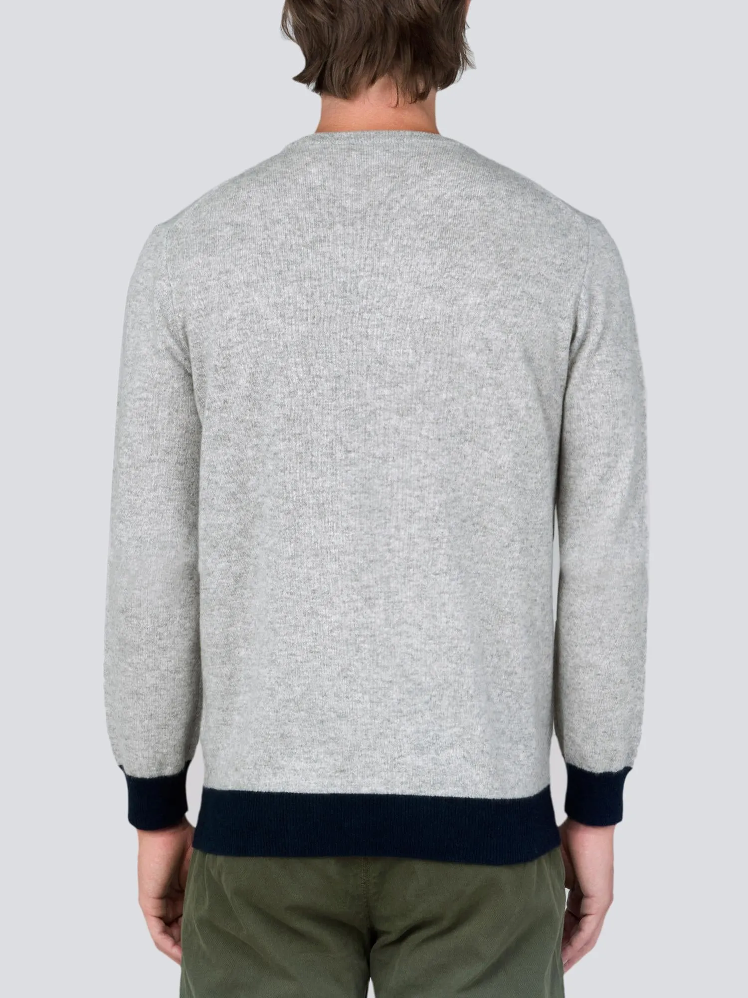 Men Crew Neck Sweater_CB_Light Grey/Navy