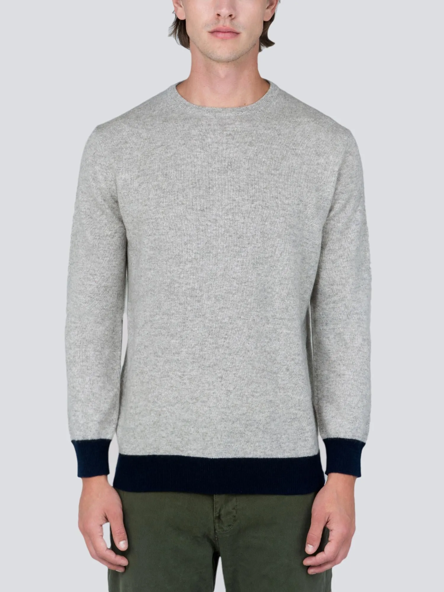 Men Crew Neck Sweater_CB_Light Grey/Navy