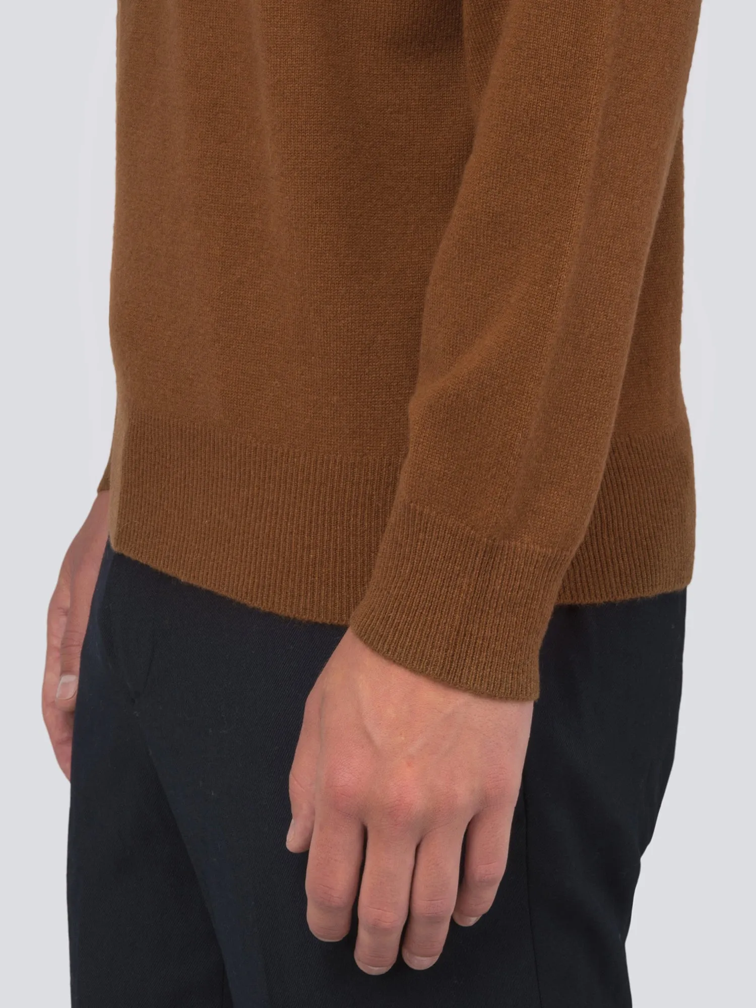 Men Mockneck Sweater_Deep Camel