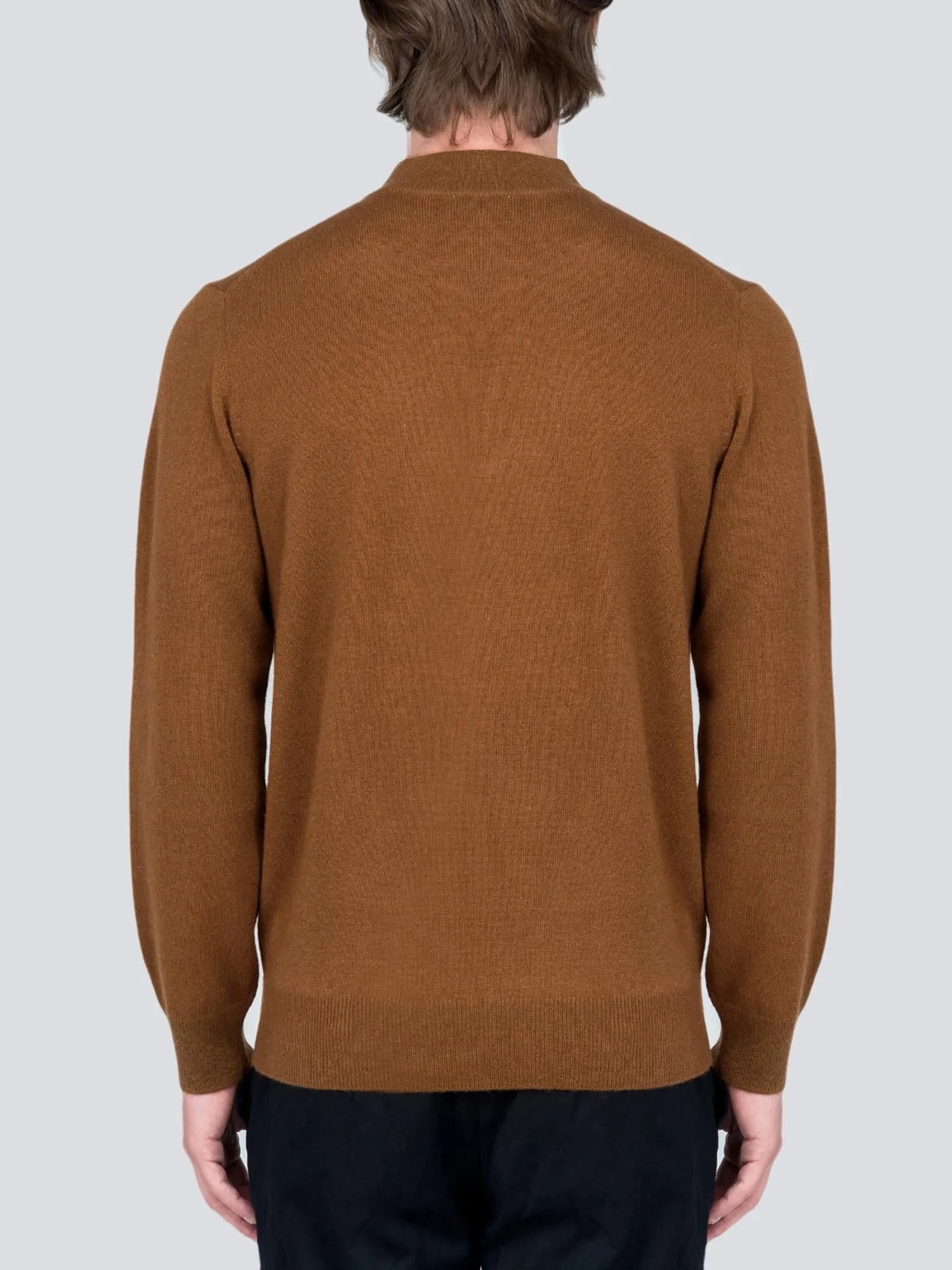 Men Mockneck Sweater_Deep Camel