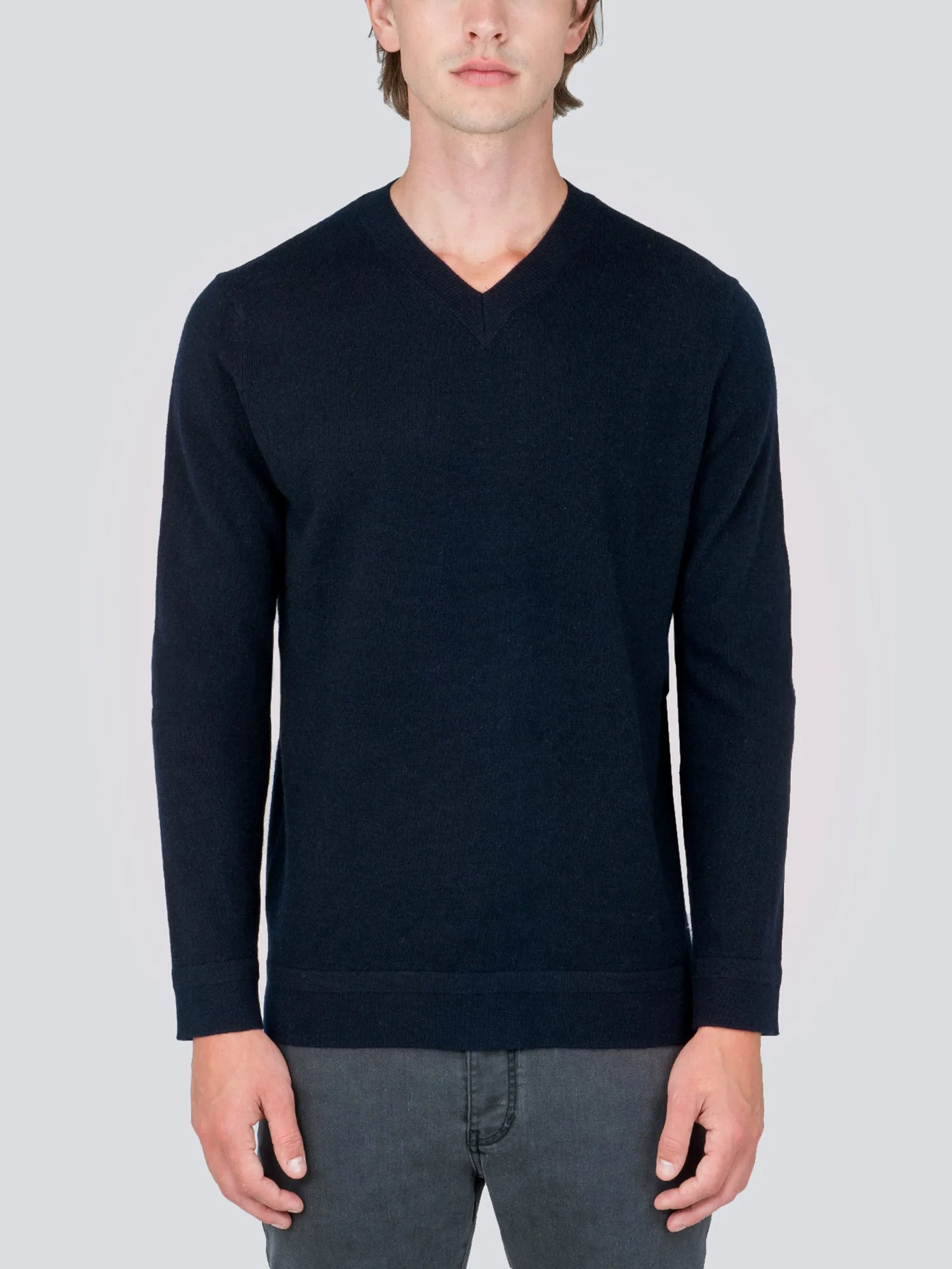 Men V Neck Sweater_Dark Navy