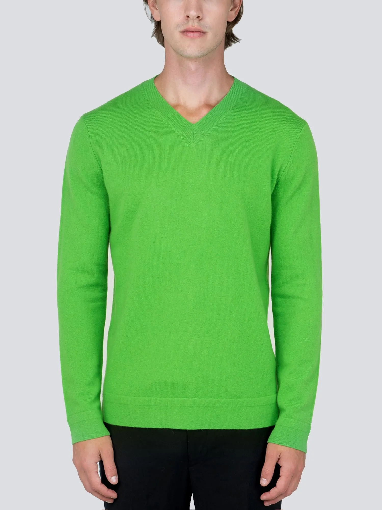 Men V Neck Sweater_Green