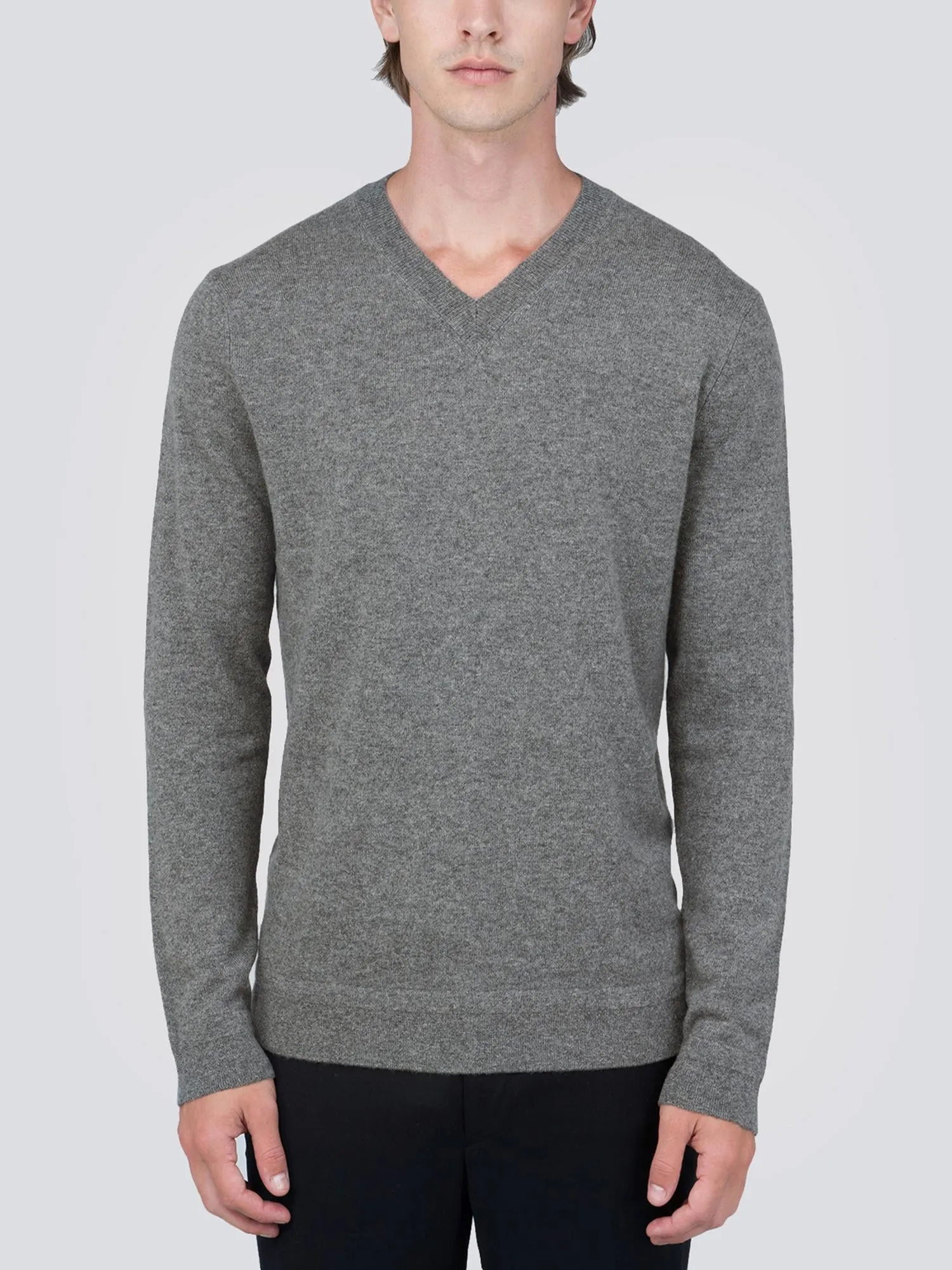 Men V Neck Sweater_Grey