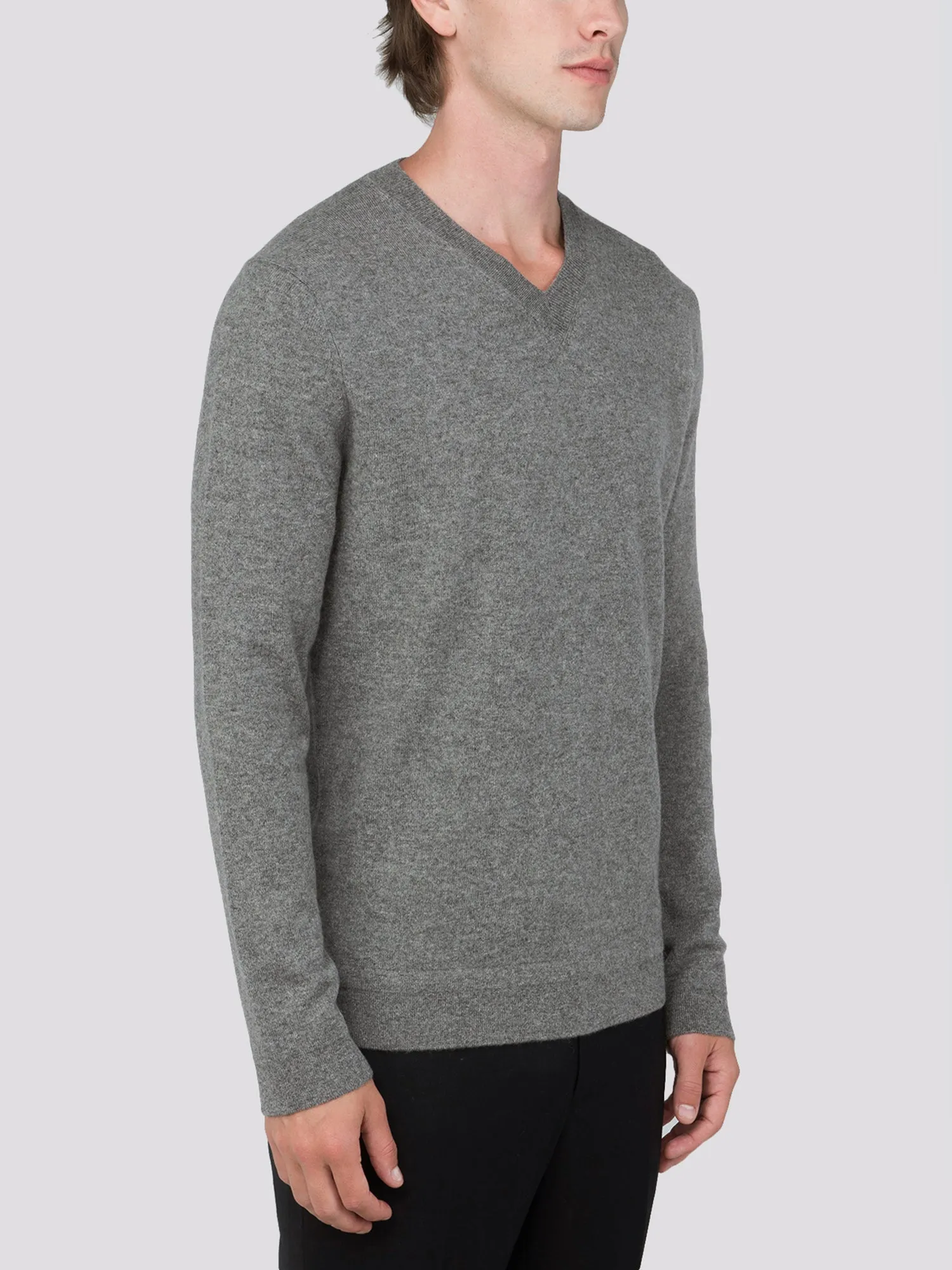 Men V Neck Sweater_Grey