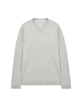 Men V Neck Sweater_Light Grey