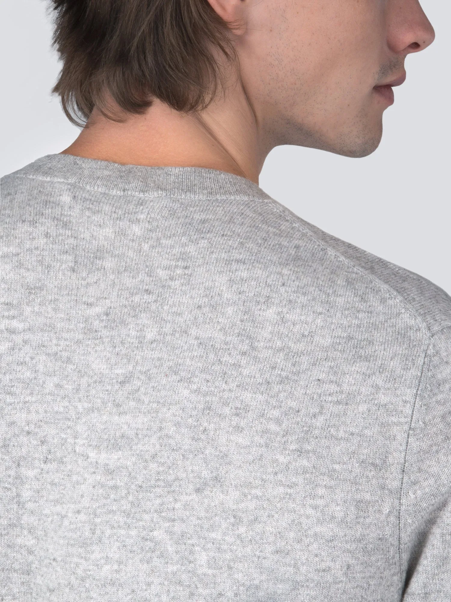 Men V Neck Sweater_Light Grey