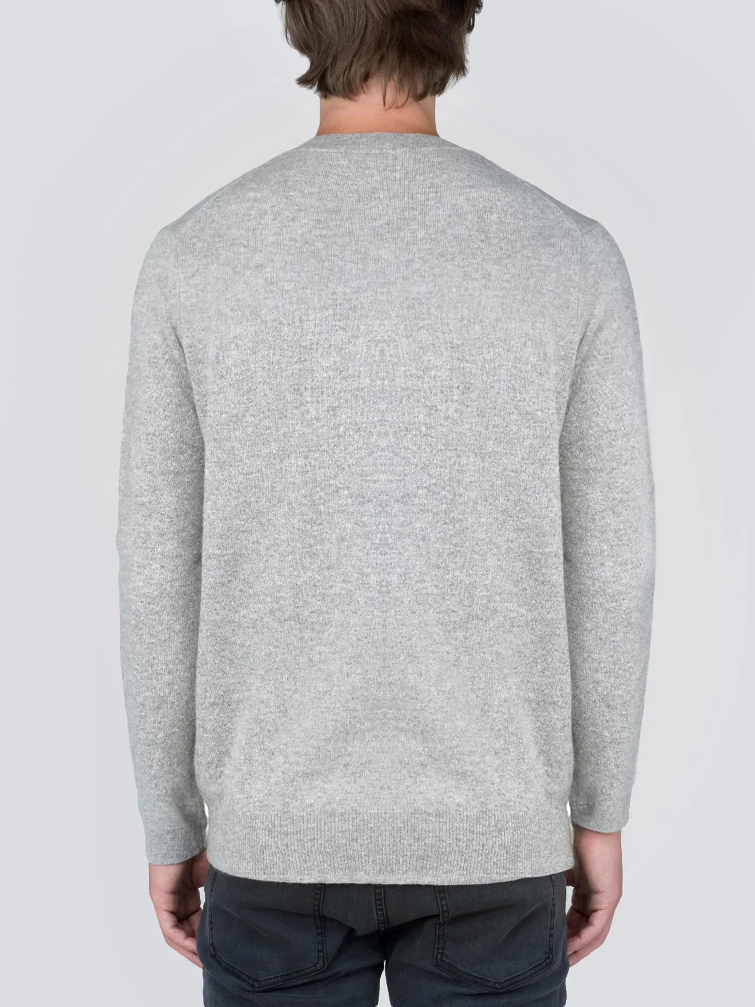 Men V Neck Sweater_Light Grey