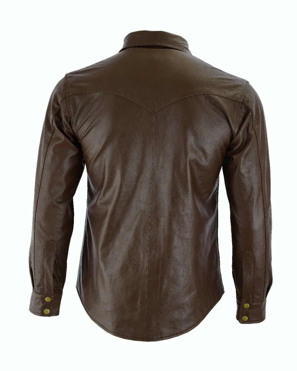 Men's Brown Genuine Sheep Leather Shirt
