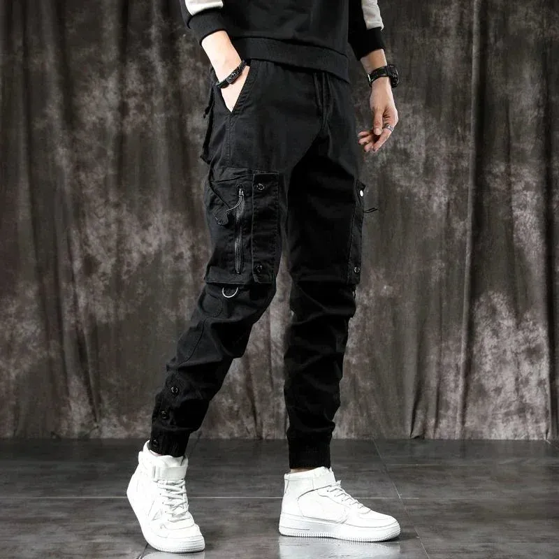 Men's Cargo Pants Outdoor Biker Trousers - Korean Style Loose Fit Hiking, Motorcycle Slacks, Cotton Spandex Baggy Fashion