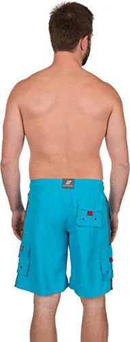 Men's Contrast Striped Solid Color Swim Trunks for Surfing and Skating by Sakkas