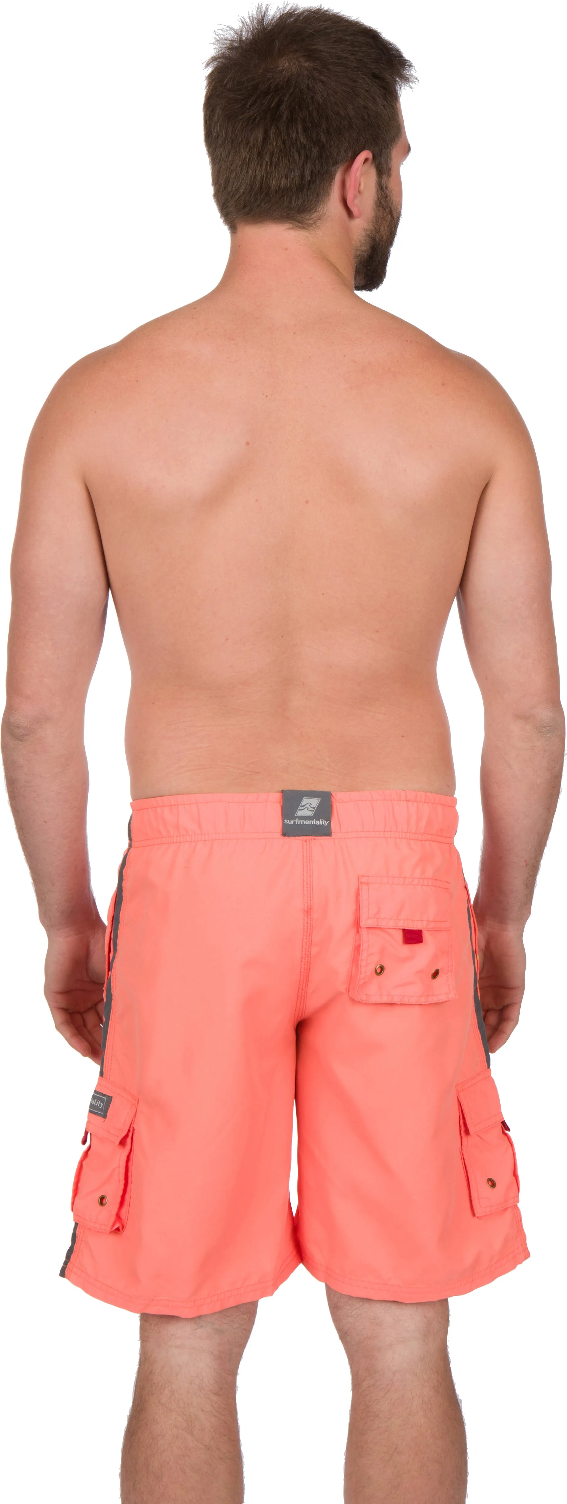 Men's Contrast Striped Solid Color Swim Trunks for Surfing and Skating by Sakkas