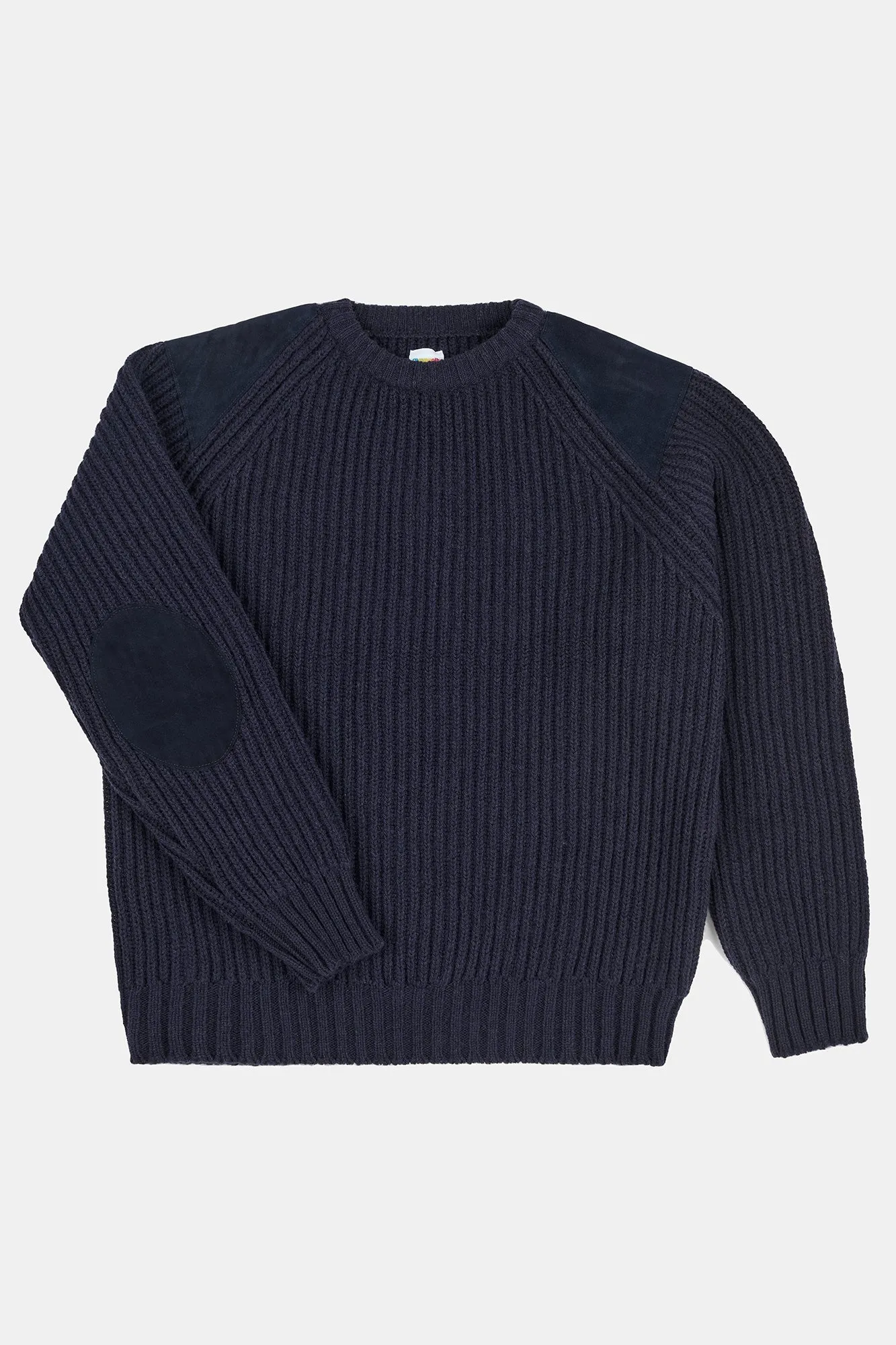 Men's Lambswool Fisherman Ribbed Jumper - Navy