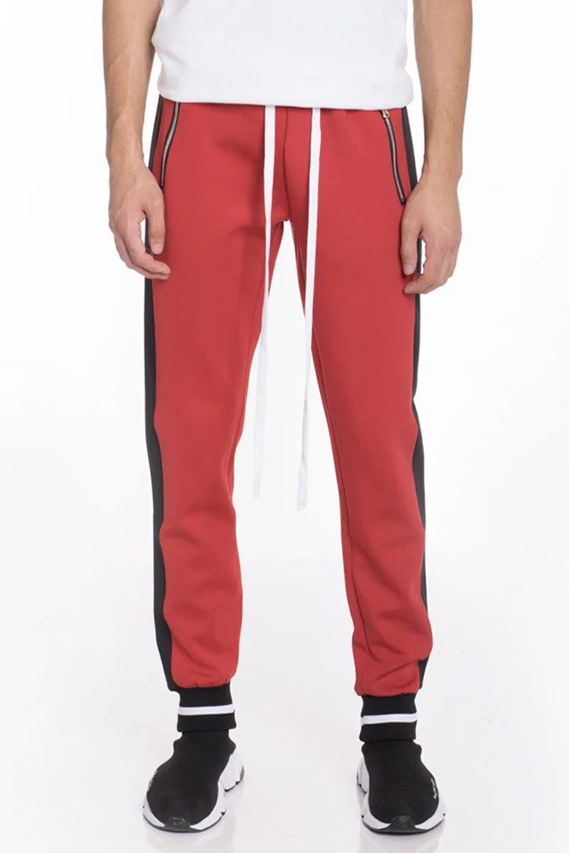 Mens Red Black White Rally Track Set Jacket Pants