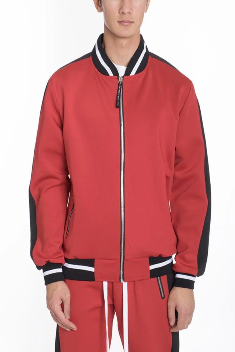 Mens Red Black White Rally Track Set Jacket Pants