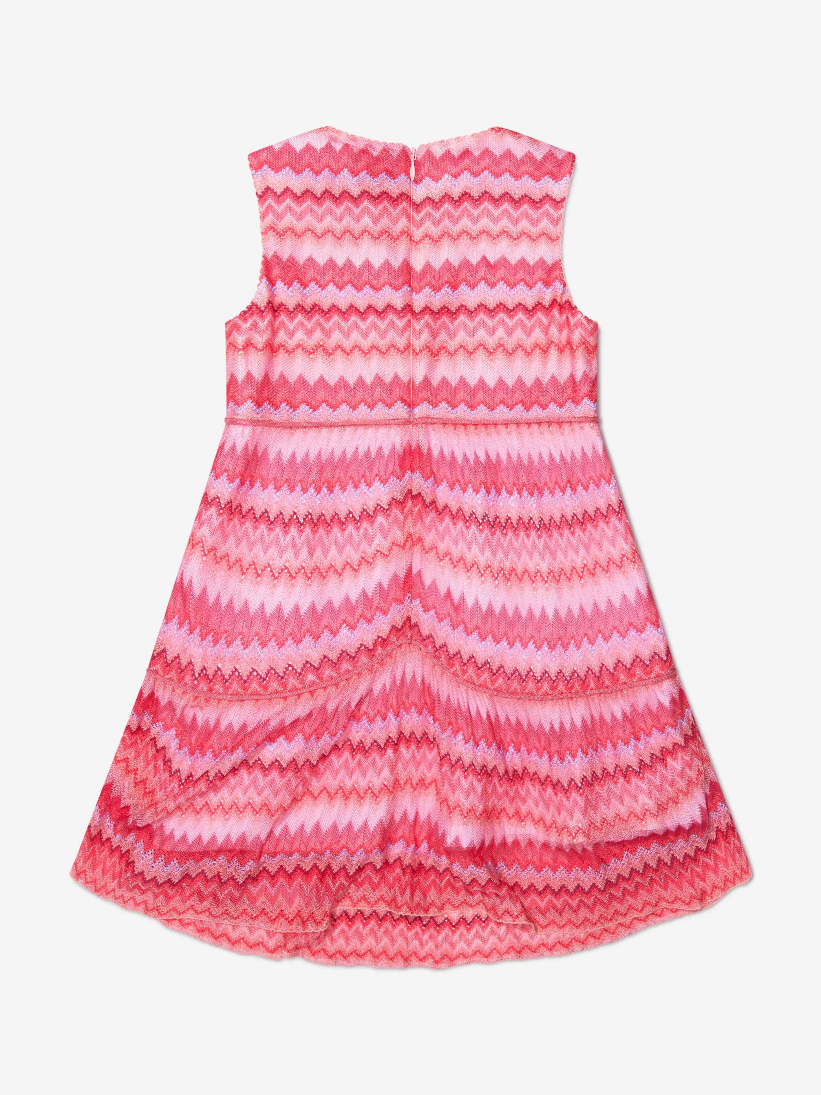 Missoni Girls Zig Zag Knit Dress in Pink