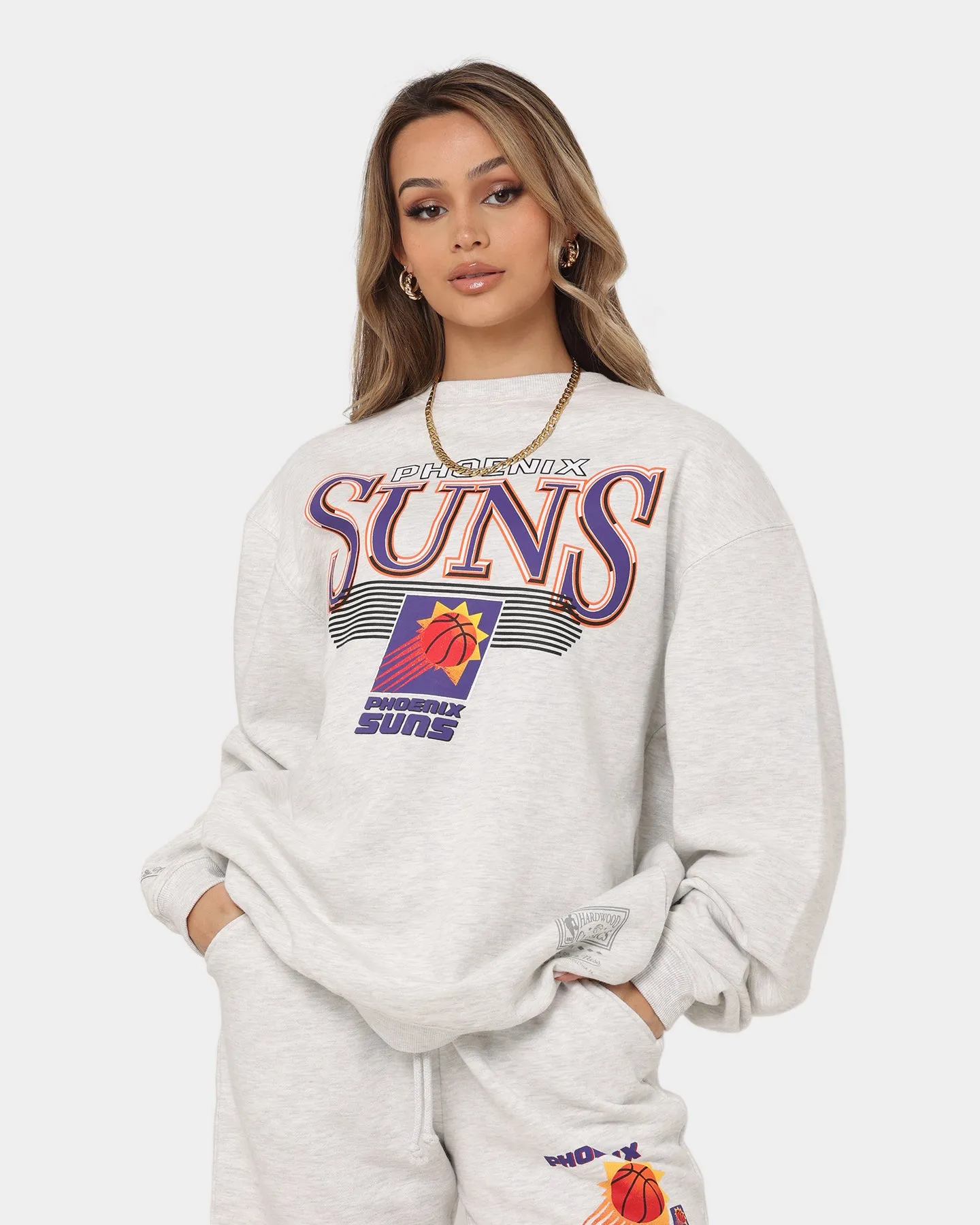 Mitchell & Ness Women's Phoenix Suns Underscore Crewneck White Marle