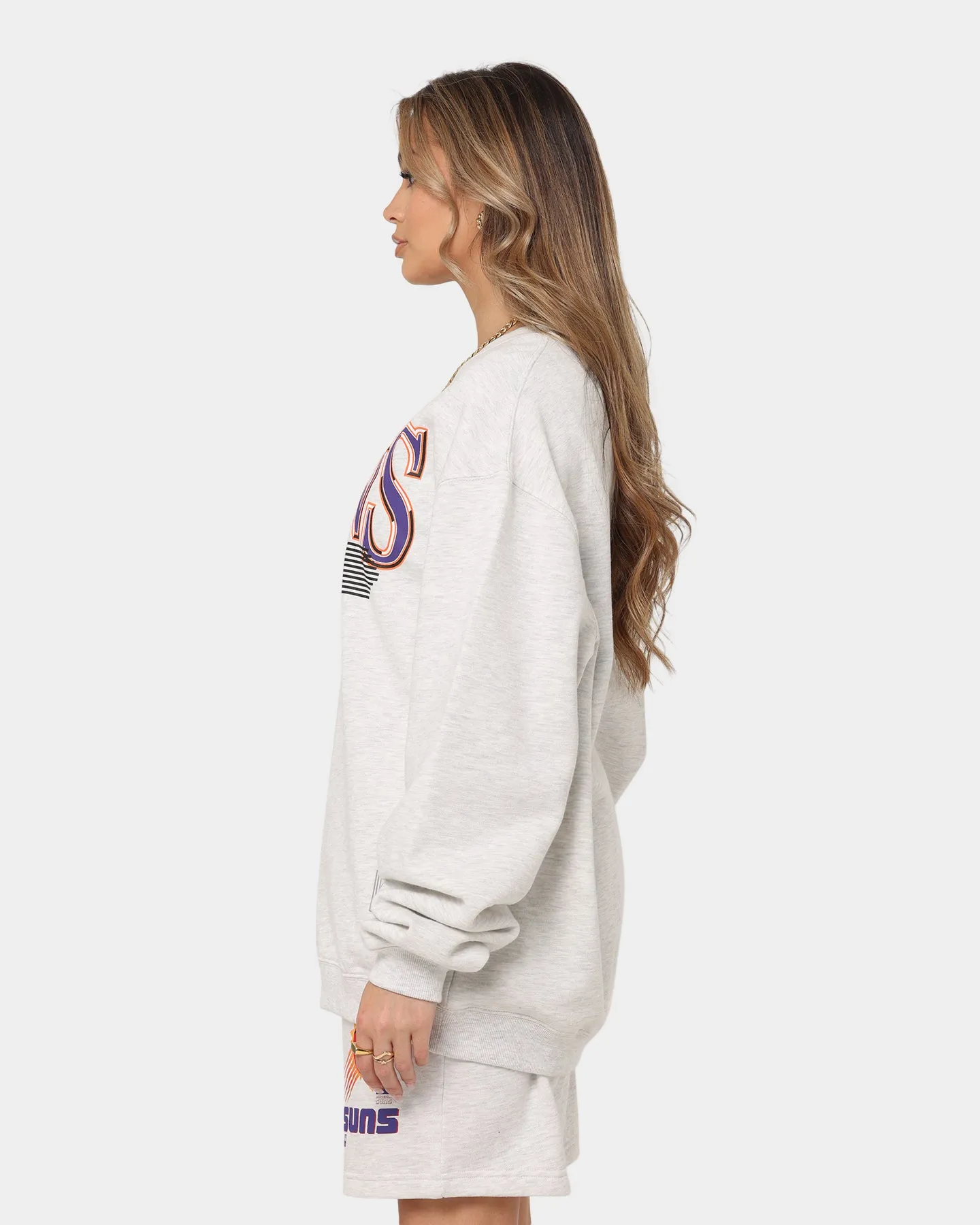 Mitchell & Ness Women's Phoenix Suns Underscore Crewneck White Marle