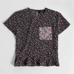 Mixed Floral Flounce Top