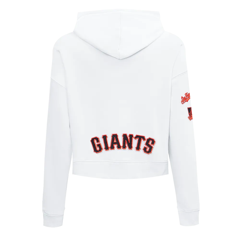 MLB SAN FRANCISCO GIANTS CLASSIC WOMEN'S CROPPED PO HOODIE (WHITE)