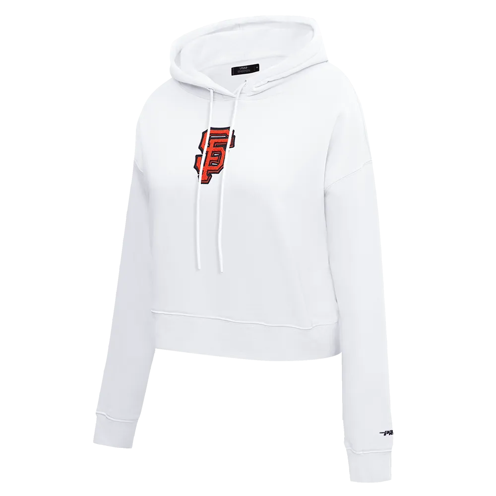 MLB SAN FRANCISCO GIANTS CLASSIC WOMEN'S CROPPED PO HOODIE (WHITE)