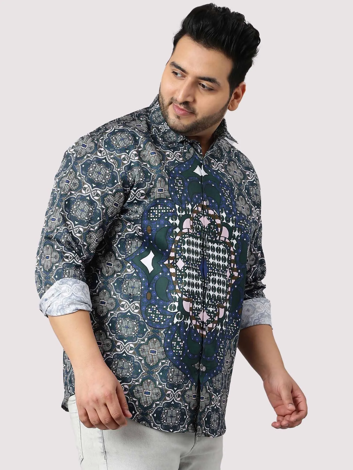 Modern Geometric Party Wear Shirts Men's Plus Size