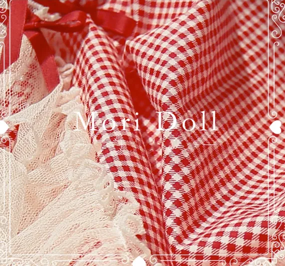 Mori Doll~Strawberry Jam~Sweet Lolita Dot and Stripe Print Skirt