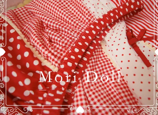 Mori Doll~Strawberry Jam~Sweet Lolita Dot and Stripe Print Skirt