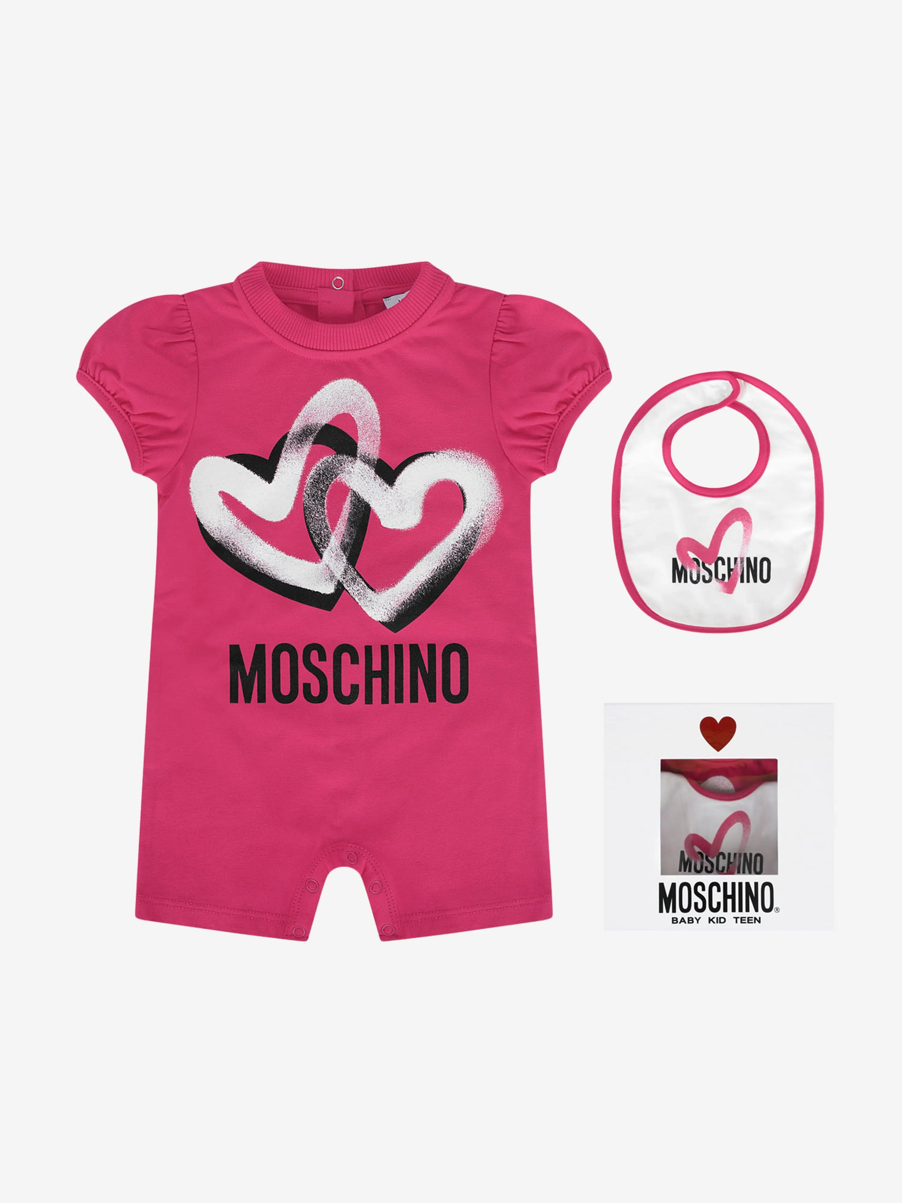 Moschino Baby Girls Graffiti Hearts Romper