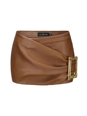 Nana Jacqueline Miranda Leather Mini Skirt in Brown