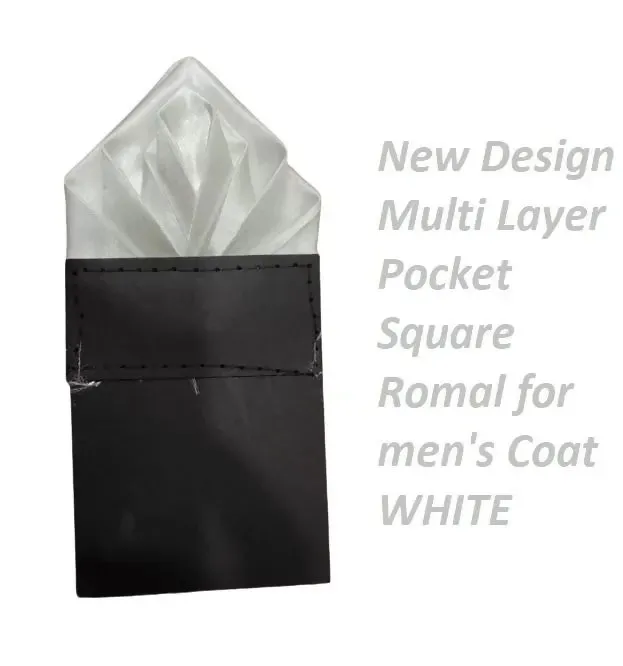 New Design Multi Layer Pocket Square Romal for men's Coat WHITE