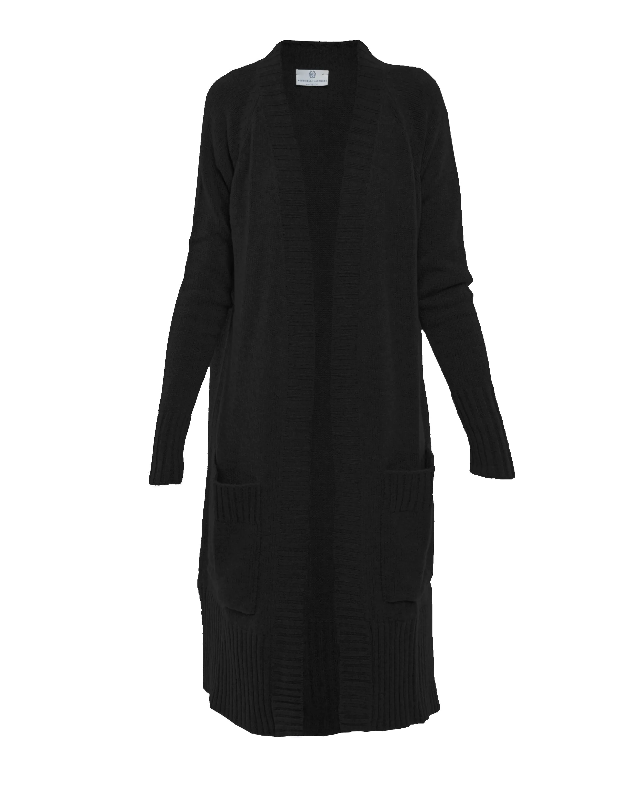 NEW FALL 24 - Women's Wool & Cashmere Long Knit Cardigan Coat Black