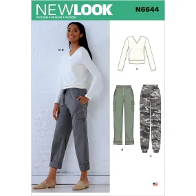 Newlook Pattern N6644 Misses' Cargo Pants and Knit Top