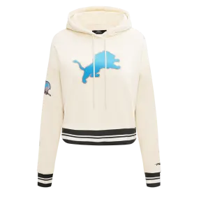 NFL DETROIT LIONS RETRO CLASSIC RIB CROPPED FLC PO HOODIE (EGGSHELL/ BLACK)