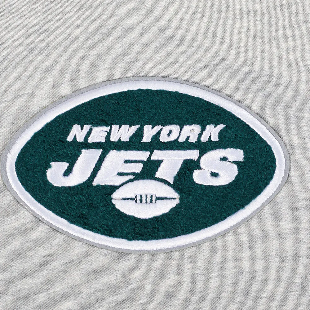 NFL NEW YORK JETS CLASSIC WOMEN'S CROPPED FLC PO HOODIE (HEATHER GREY)