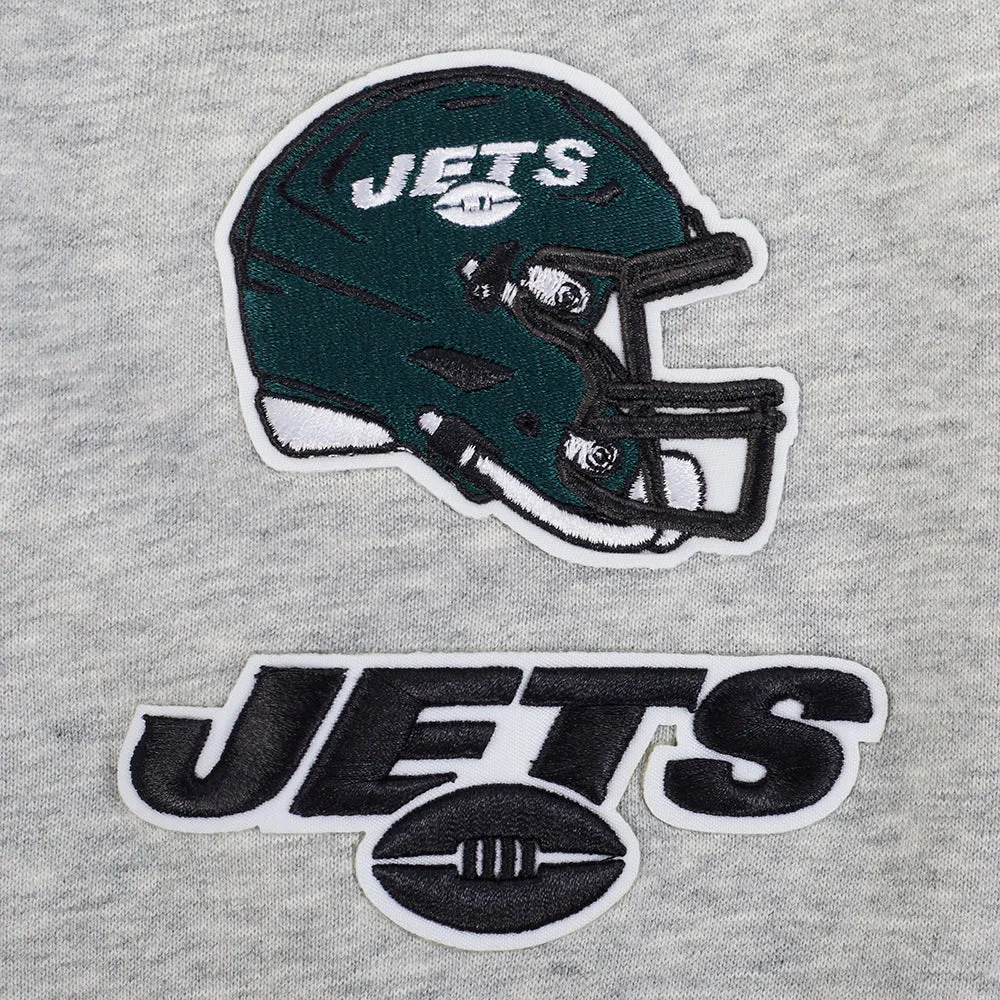 NFL NEW YORK JETS CLASSIC WOMEN'S CROPPED FLC PO HOODIE (HEATHER GREY)