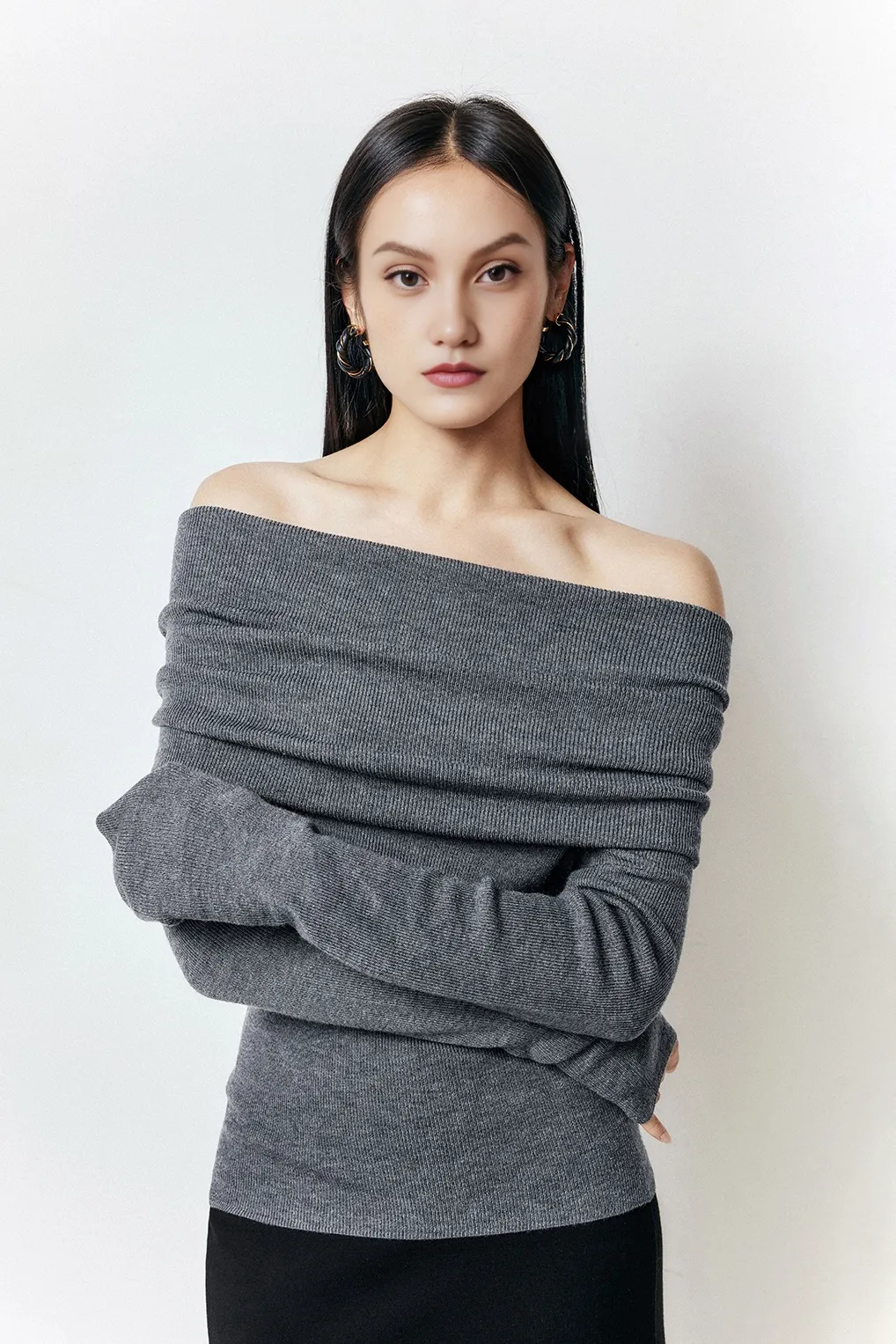 Off The Shoulder Wool Base Layer Sweater