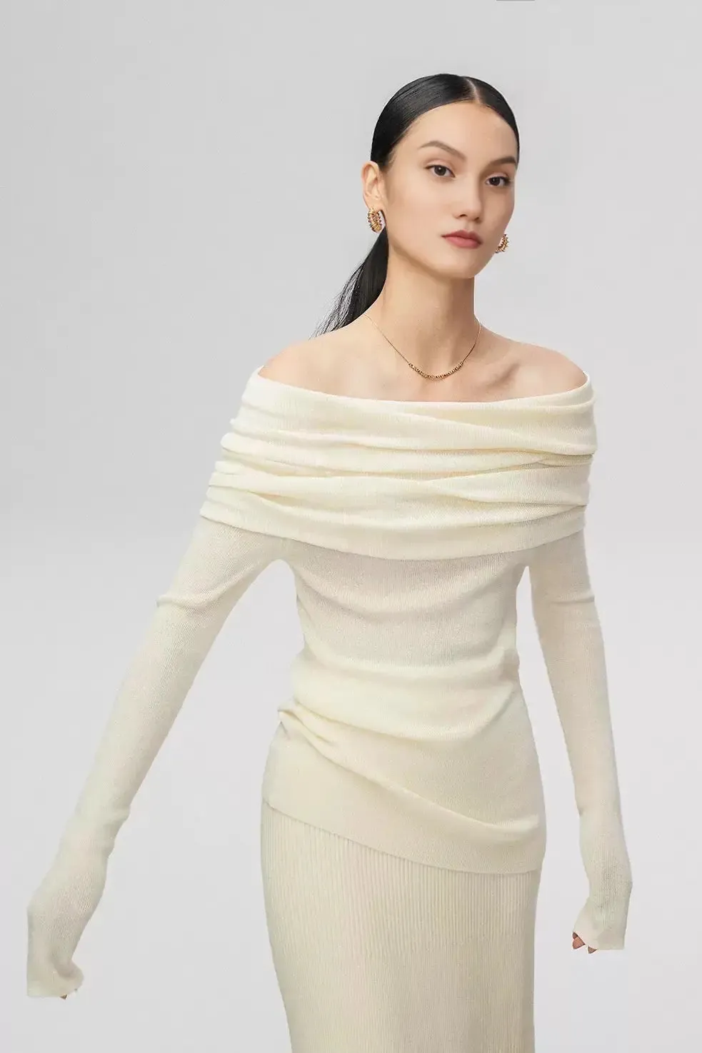 Off The Shoulder Wool Base Layer Sweater